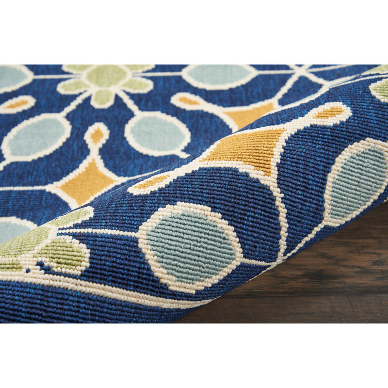Sol 72 Outdoor™ Monterey Geometric Navy/Blue/Gold Area Rug & Reviews